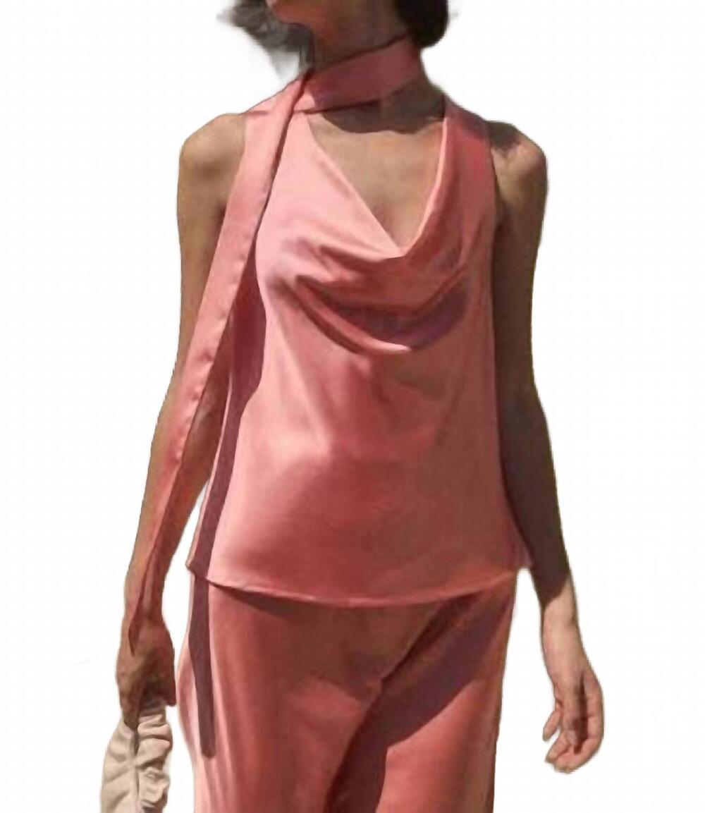NEW LUCY PARIS women's lilia cowl neck scarf top in pink